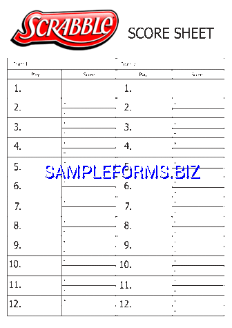 Scrabble Score Sheet 2 pdf free